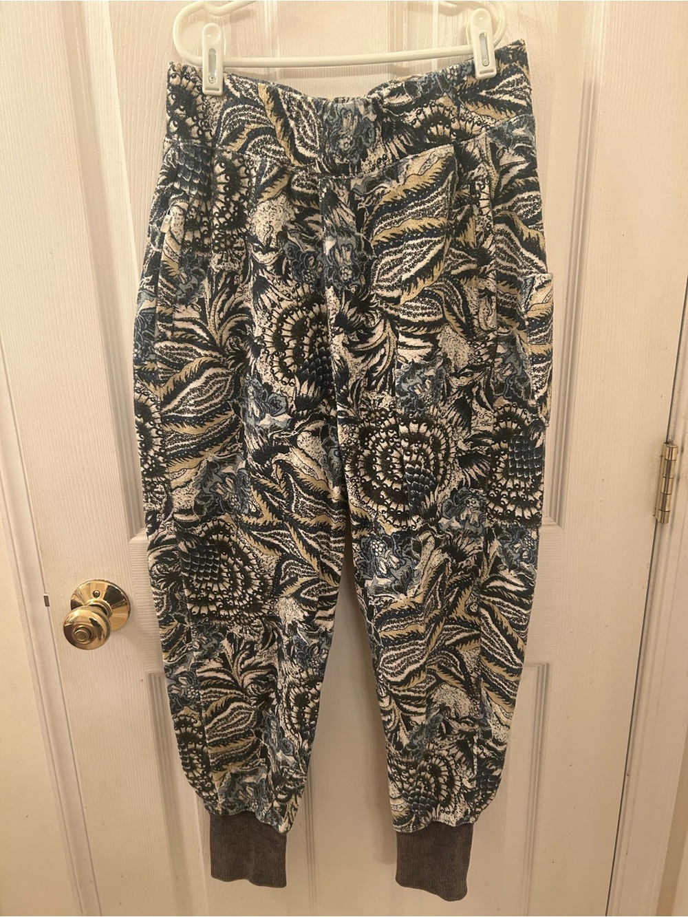 FP Movement by Free People Blue, Black & Cream Botanical Joggers